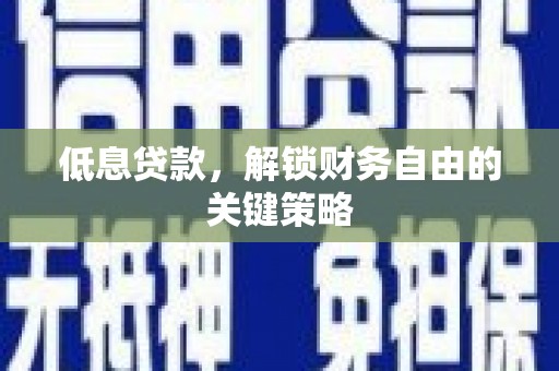 肥西低息贷款，解锁财务自由的关键策略